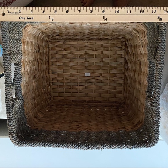 Big Beautiful Sturdy Metal Framed Rattan Wicker Gray & Natural Color Basket - Picture 11 of 12